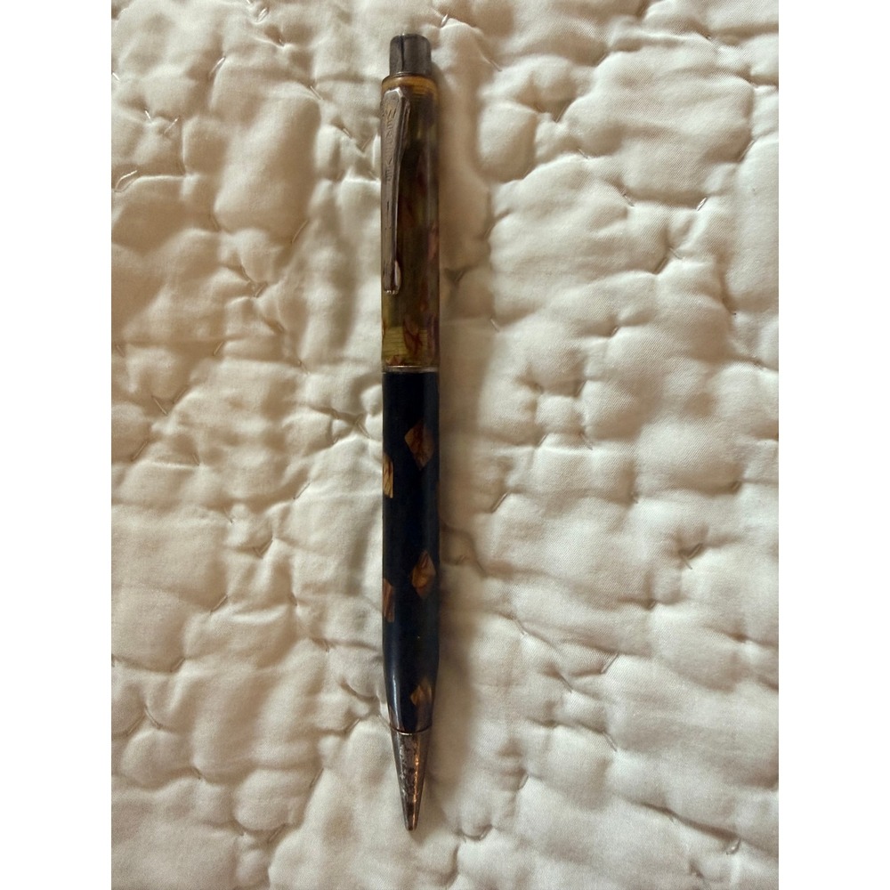 Vintage Wearever Mechanical Pencil Two Tone Celluloid Amber Marbled Pattern